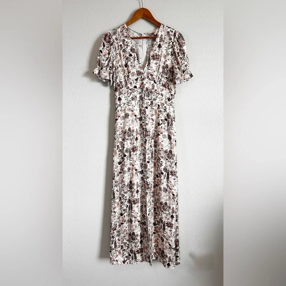 Diane Von Furstenburg TVF Garden Flower Puff Sleeve Maxi Dress Size 6 - Picture 2 of 12